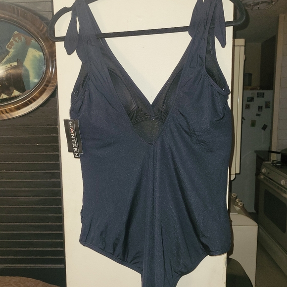 NWT JANTZEN SURPLICE ONE SHOULDER TIE SWIMSUIT - SIZE 14 - Picture 2 of 6